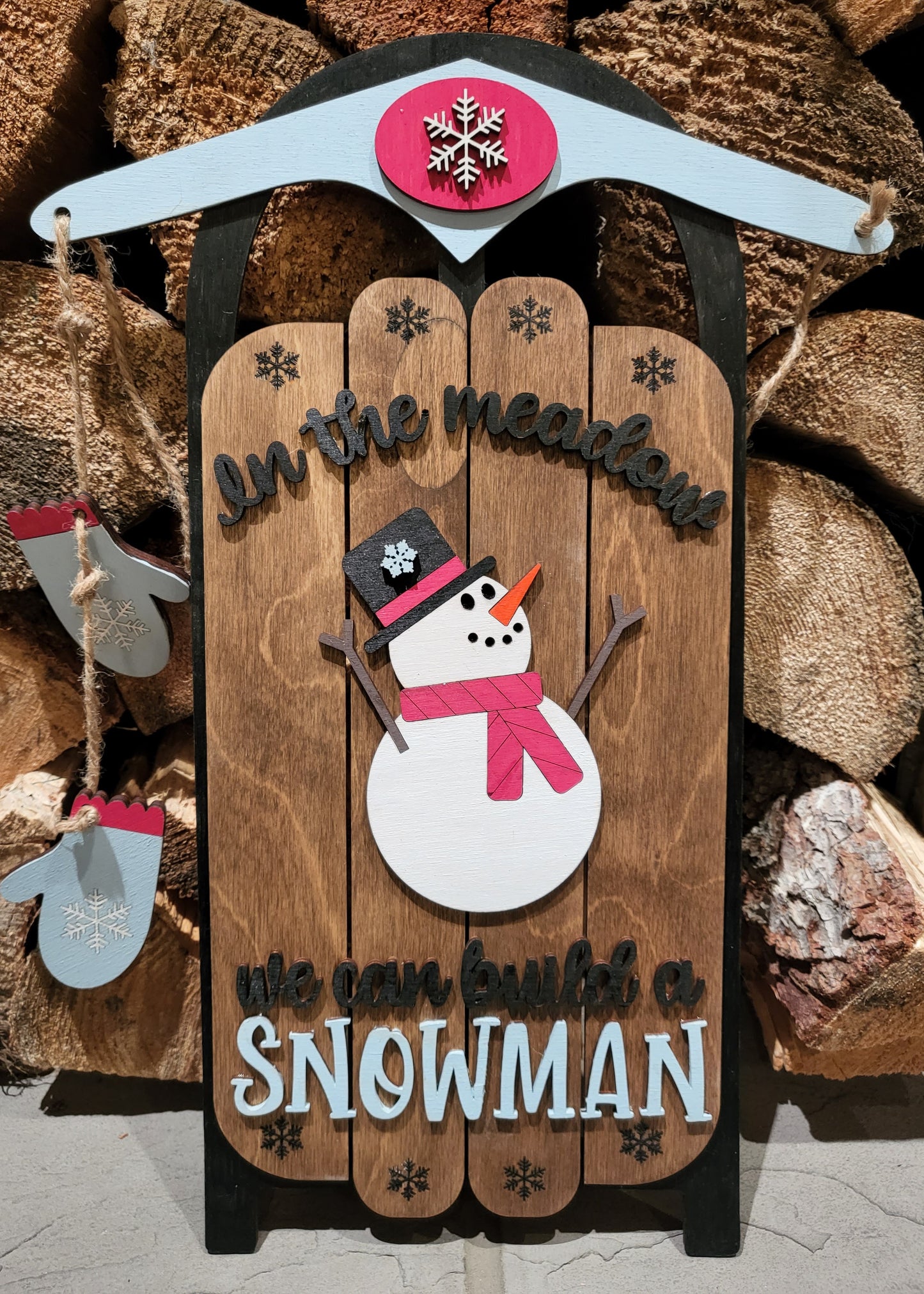 Hanging Snowman Sled Sign