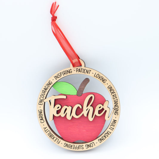 Teacher Ornament with Apple