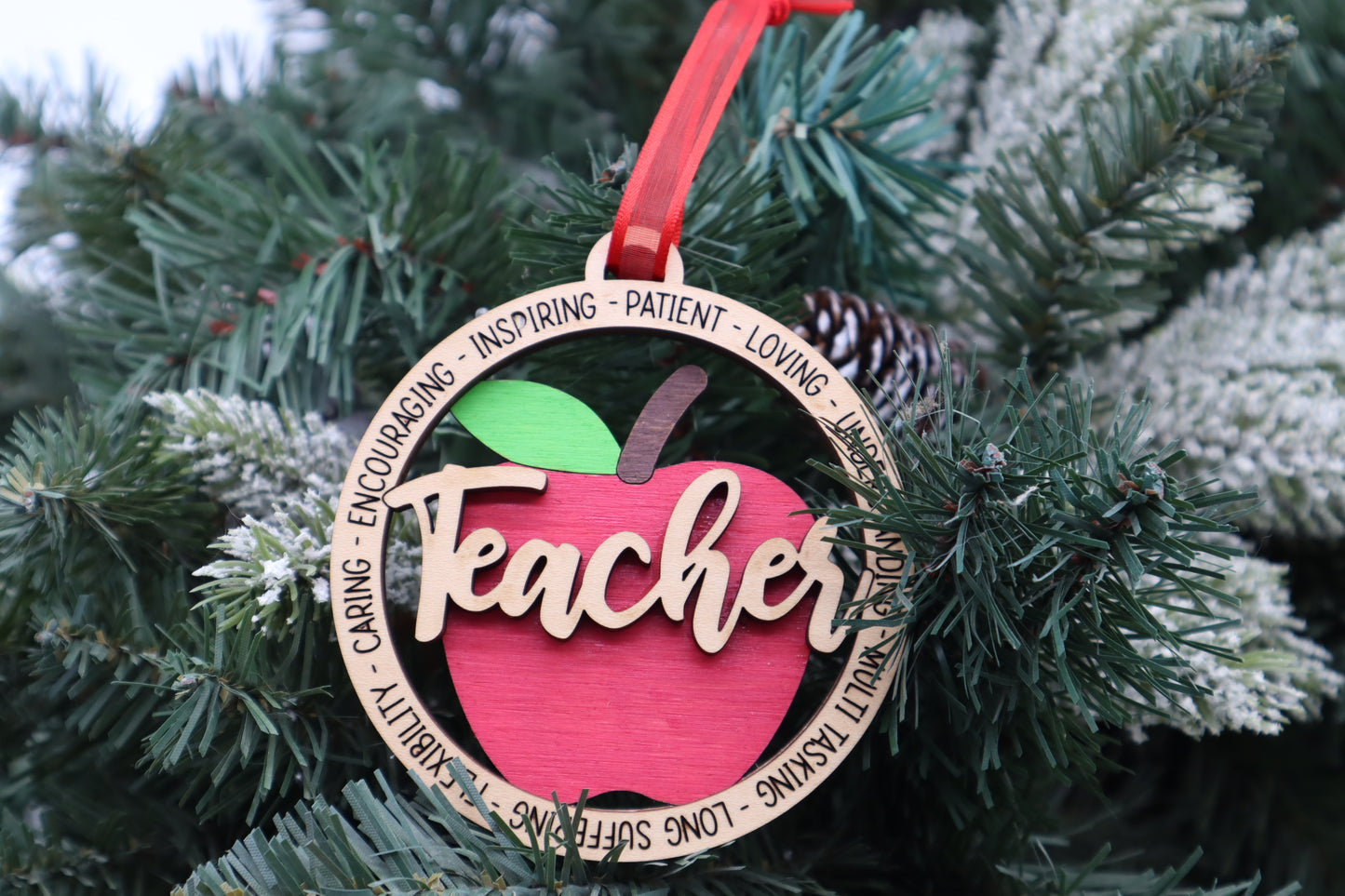 Teacher Ornament with Apple