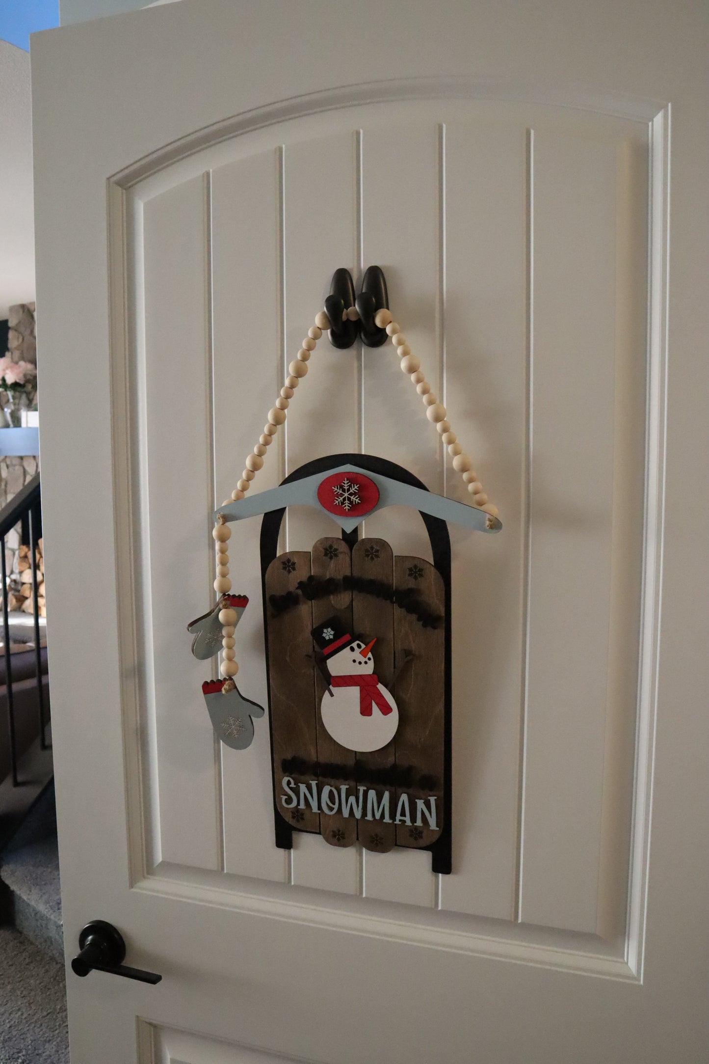 Hanging Snowman Sled Sign